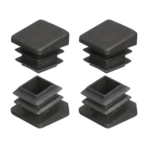 Image of uxcell 1 x 1 Inch Square Plastic Plug, 12 Pcs White Pipe Tubing End Cap Plastic Plug Cap Insert Glide Insert for Metal Tubing Fence Table Chairs Furniture, Black