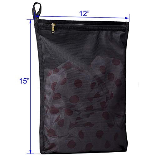 Tenrai 3 Pack (3 Medium) Delicates Laundry Bags, Bra Fine Mesh Wash Bag, Use Ykk Zipper, Have Hanger Loops, Zippered, Protect Best Clothes In The Washer (Black) #TOP1