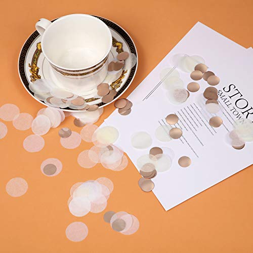 Image of TecUnite White Ivory Champagne Round Tissue Paper Table Confetti Dots for Wedding Birthday Party Decoration Arts Craft DIY Scrapbooking, 1.76 oz (2.5 cm)
