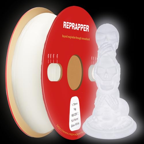 Image of RepRapper Glow in the Dark PLA Filament 1.75mm (+- 0.03mm) 2.2lb (1kg) for 3D Printer, Phosphorescent Glow PLA, White (Pearl)