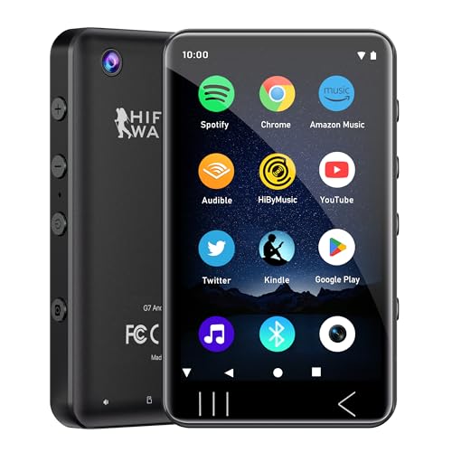 HIFI WALKER G7 MP3-Player mit Bluetooth & WLAN Android 13 144 GB Speicher 3 GB RAM 4-Zoll HD-Touchscreen MP3/MP4-Player mit Lautsprecher Kamera und Kindersicherung (Schwarz)