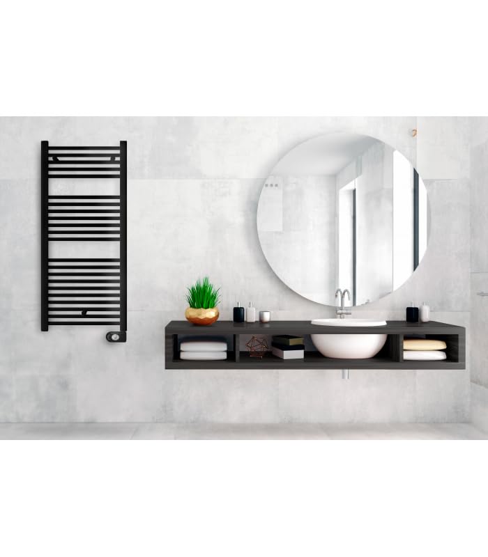 facula - Radiador Toallero Eléctrico Fluido Serie PE Negro de Bajo Consumo 700w