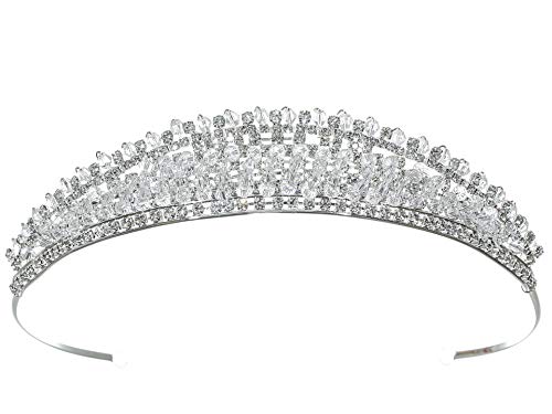 Venus Jewelry Femme Radiant Strass Cristal Perles Strass Couronne argenture Cristaux clairs Cover