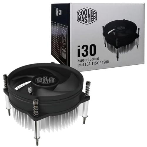Cooler Master i30 CPU Cooler - 92mm Low Noise Cooling Fan & Heatsink (RH-I30-26FK-R1) - Intel Socket LGA 1150/1151/1155/1156 (i30) - 95mm x 95mm x 55mm - 3-Pin - Desktop Compatible