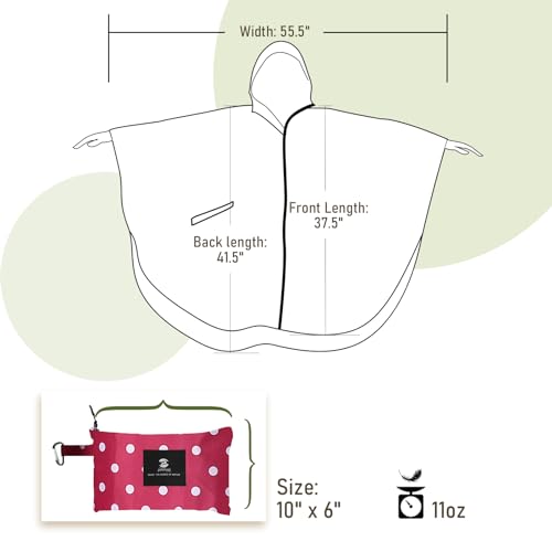 Image of SaphiRose Adult Rain Poncho Waterproof Hooded Zipper Raincoat with Pockets | OEKO-TEX Certified 100% Polyester, Lightweight Packable Storage Pouch, Heat-Sealed Seams, Quick-Dry for Outdoor Hiking
