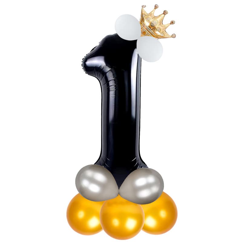 Image of Black 32 Inches Numbers 1 Shape Large Big Foil Helium Balloons For Party Decorations In Happy Birthday Anniversary Office Items Materials Set Pack,1 Piece