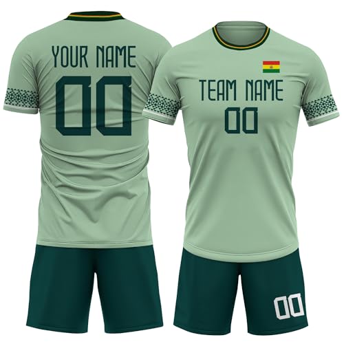 Generic Custom Bolivia Soccer Jersey Men Women Youth Kids, Personalized Athletic Shirts with Name Number Logo, Green Soccer Shirt Set