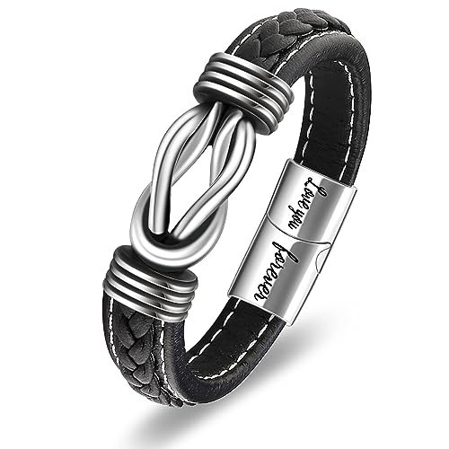 Pulsera de cuero trenzado nudo infinito para hombre 8.5 pulgadas miniatura 6