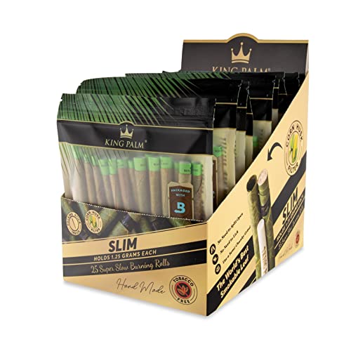 King Palm Slim Size Cones - (Display 8 Pack 200 Rolls Total) - Natural Pre Roll Palm Leafs - Pre Rolled Cones - All Natural Cones - Corn Husk Filter - Preroll Cones - Cones With Filter - Organic Cones #TOP2