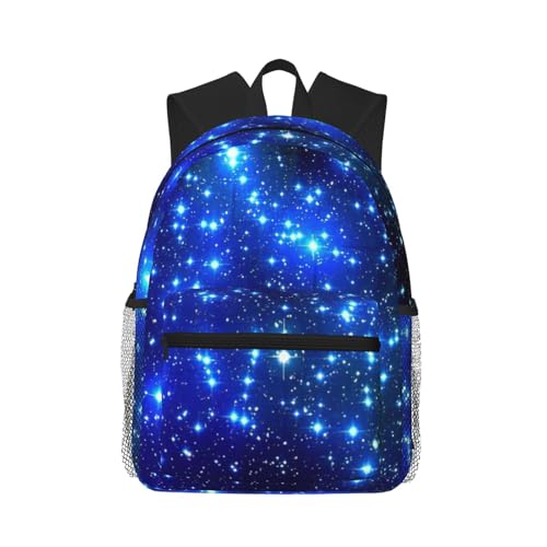 Sac à dos de voyage ergonomique noir avec bretelles renforcées imprimé galaxie