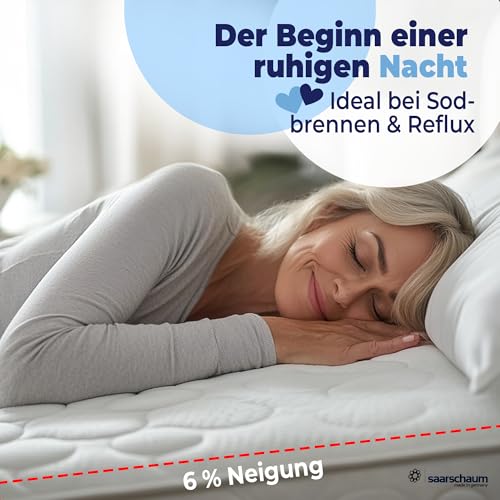 saarschaum • Keilkissen-Matratzenkeil • Orthopädische Keilmatratze zur Bettneigung • Erhöhungskeil für gesündere Schlafposition • Schräg schlafen • 70x200cm FSA 2750