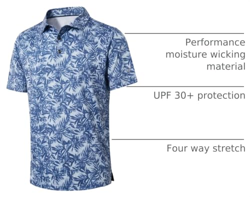 Image of Golf Shirts for Men Dry Fit Short Sleeve Print Performance Moisture Wicking Polo Shirt
