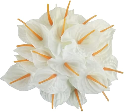 Miniatura 7 de 20 flores artificiales de anturio de tacto real, flores falsas para decoración del hogar, arreglos florales (rojo, rojo atardecer)