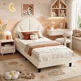 OLIVIBED Cama infantil acolchada 90 x 200 cm, beige