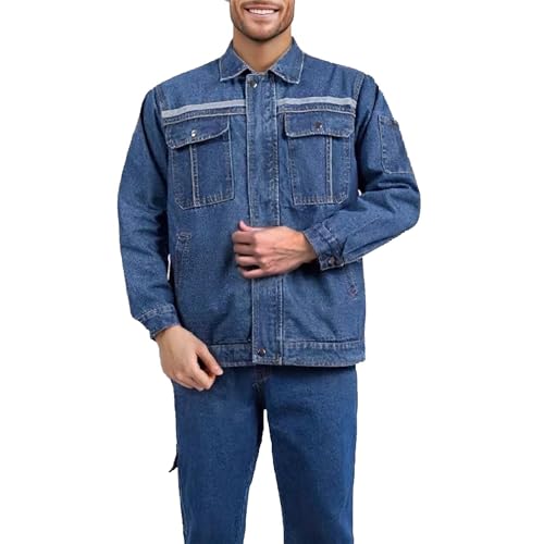 Mens Trucker Denim Suit Distressed Fold Neck Jackets and Jean Pants Fall Button Down Biker Outfits with Pockets2