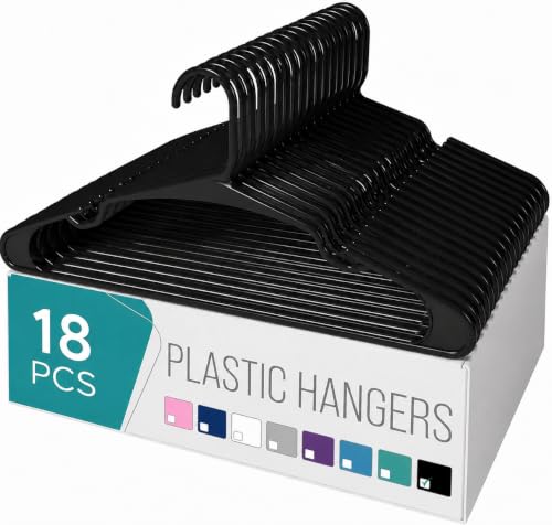 Image of Golden Bird Pack of 18 Premium Plastic Hanger Clothes Hangers for Hanging, Elevate Your Wardrobe Organization Space Saving Clothes Hangers for Wardrobe Ultra Slim Closet Hangers for Shirts,Pants