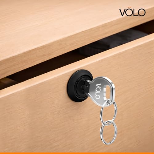 Image of Volo 25mm Furniture Cupboard Deadbolt - Single Control Security for Drawer, Cabinet, Wardrobe and Almirah, Matt Black Finish for Home and Office