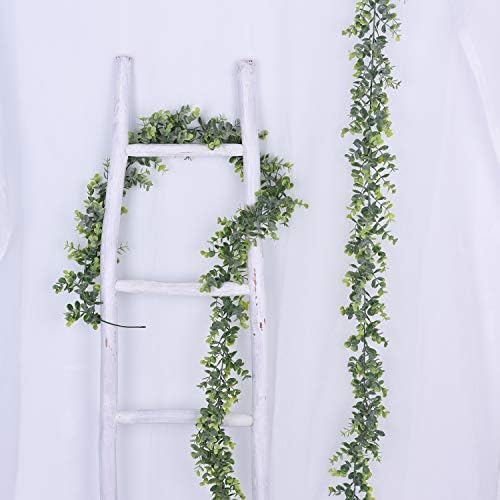 YQing 2 Pcs Artificial Eucalyptus Garland Faux Eucalyptus Leaves Vines Handmade Plastic Garland Greenery Hanging Plant Wedding Arch Wall Table Party Decor