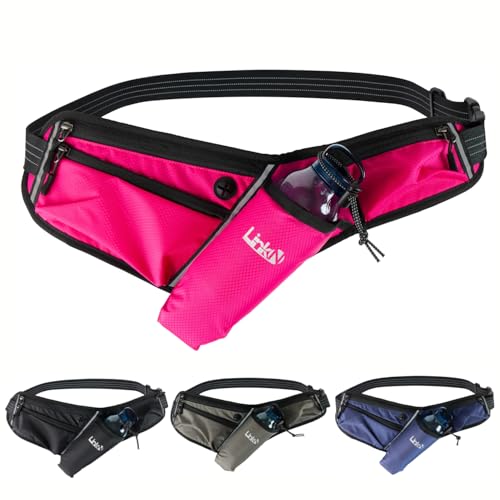Link-N ランニング ポーチ ウエストポーチ ペットボトル 揺れない スマホ 【特許庁実用新案登録済】 (ピンク(Pink))