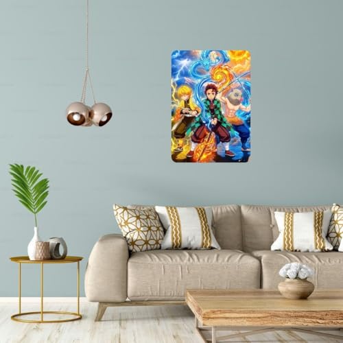 Image of Zesta Bathroom Decor Items Washroom Decor Tin Sign | Aesthetic Posters Wall Poster for Bedroom | Magnetic Cafe Decoration Items / Restaurant Decorations Items | Quirky Home Decor Bar Accent (Demon Slayer (3))