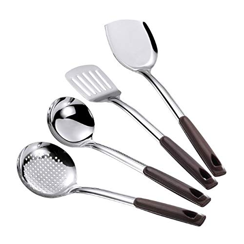 4 pièces en Acier Inoxydable Ensemble d'ustensiles de Cuisine spatule cuillère à Frire Pelle passoire Nouilles Spaghetti cuillère Cuisine Outils de Cuisson