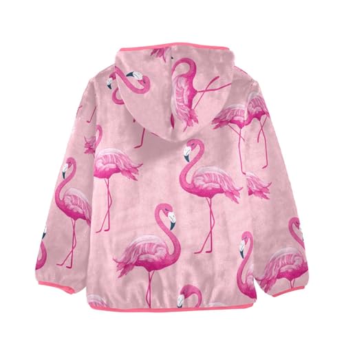 OTVEE Exotic Pink Flamingo Birds Kids Hoodie Jacket Fall Spring Full Zip Warm Outwear Coat2