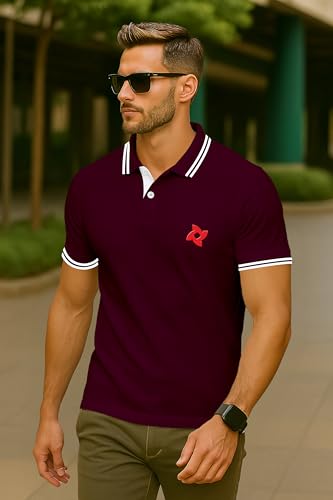 Image of Dagcros Classic Men's Polo T-Shirt with White Trim, Short Sleeve for Mens