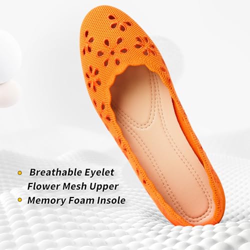 Image of BABUDOG Mesh Ballet Flats Shoes for Women,Womens Flats Dressy Comfortable,Women's Dress Shoes with Flower Eyelets,Slip on Casual Walking Flats