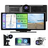 AWESAFE Pantalla Táctil de 10.26 Pulgadas para Coche con CarPlay/Android Auto Inalámbrico, Pantalla Portátil con Dashcam 4K Frontal/Cámara Trasera de HD 1080P/Control por Voz/Bluetooth/Mirror Link AWESAFE Pantalla Táctil de 10.26 Pulgadas para Coche con CarPlay/Android Auto Inalámbrico, Pantalla Portátil con Dashcam 4K Frontal/Cámara Trasera de HD 1080P/Control por Voz/Bluetooth/Mirror Link