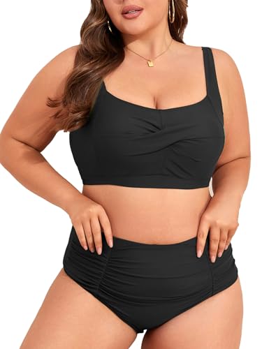 PONCEAU Bikini Damen Große Größe High Waist Badeanzug Push Up...
