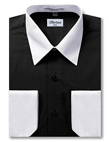 Italy Men's Long Sleeve Two Tone Premium Dress Shirt