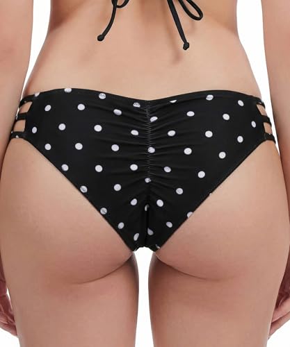 Image of KIWI RATA Women's Cheeky Bikini Bottom Brazilian Cut Swimsuit Bottom Low Rise Strappy Bathing Suit Bottom
