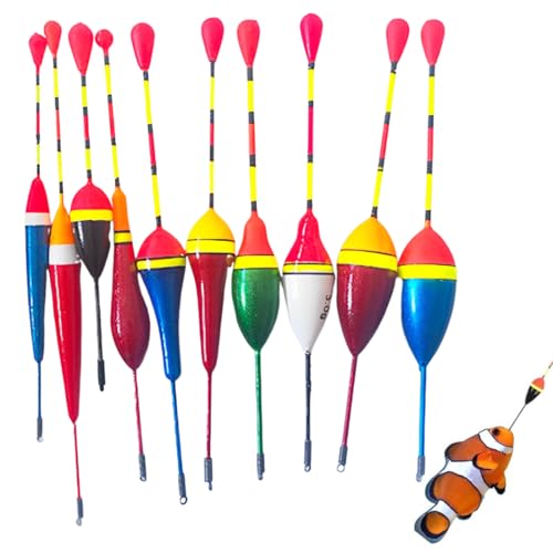 OUDQFCJ 10 Piezas Set de Flotadores de Pesca, Boyas para Truchas, Boyas de Pesca, Para Diferentes Tamaños de Peces 10 Tamaños