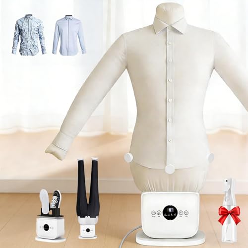 Naturalpowev Mannequin de Repassage Automatique Chemises et Pantalons, Séchage et Repassage, Niveaux de Température, Minuteur, Tailles S à XXL adaptables Set-A