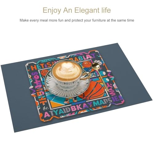 Sets de table basket-ball en PVC lavable et résistant pour repas quotidiens