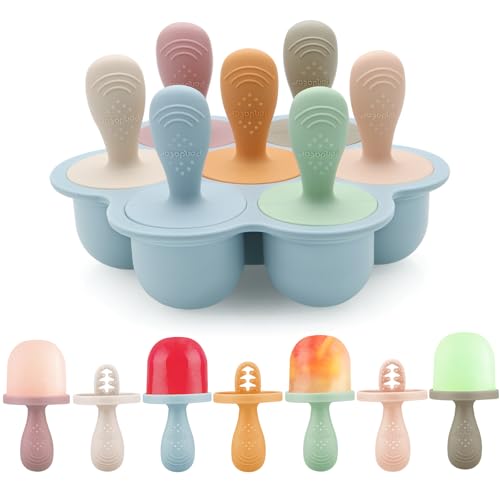 PandaEar Silicone Popsicle Molds for Toddlers, Mini Breastmilk & Fruit Juice Freezer Mold with Sticks, 7-Cavity Baby Ice Pop Maker, BPA Free & Easy to Clean