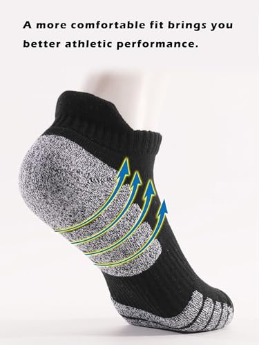 TeenFighter 1/4/6 Pairs Running Socks for Men Women, 80% Cotton Cushioned No-Show Athletic Sock with Arch Support, Anti-Slip - Image 5