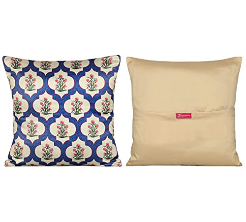 Image of India Circus by Krsnaa Mehta Poppy Window Multicolor Satin Blend Cushion Pillow Covers Set of 5 (16 x 16 Inches)