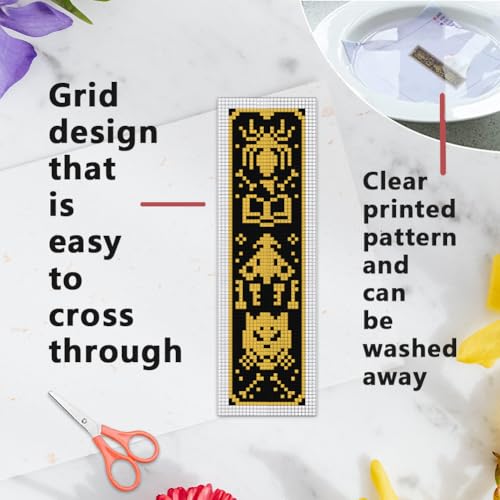 Image of INFUNLY 6pcs Magic DIY Cross Stitch Bookmark Kits 8''x2.4'' Divination Bookmark Making Kits with Instruction Inspirational Embroidery Bookmark Set DIY Needlepoint Bookmark Kit for Gifts