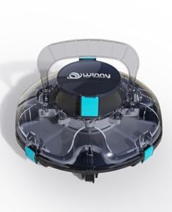 WINNY POOL CLEANER Winny 200P Poolroboter, Poolsauger kabellos mit Akku, 80 Min. Laufzeit, für Aufstellpools bis 60 m², Doppelfiltration, Automatisches Parken, Kompakt Leicht(Schwarz-Blau)