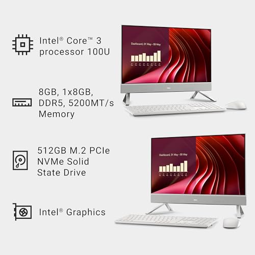 Dell 23.8" All-in-One Desktop, FHD, Intel Core 3 100U, Windows 11 Home - image 9