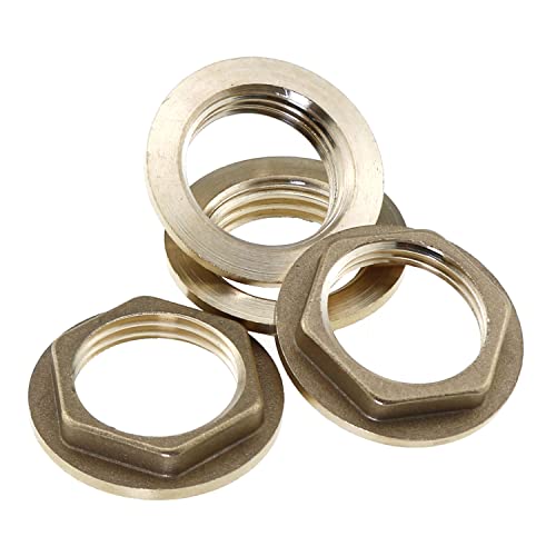 Meetoot 28659-BLNPF12-4 4Pcs Brass Lock Nuts Pipe Fitting 1/2 Inch Npt Female Lock Nut Gasket Npt Female Brass Flange Hex Lock Nut Suitable thumb #2