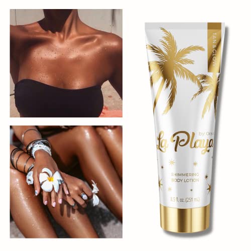 Onyx La Playa Tan & Glow Body Shimmer - After Sun Lotion - Illuminating Moisturizer & Body Highlighter - Tan Extender Lotion - Long-Lasting Tan & Glowing Skin - Fast-Absorbing Formula & Shine Complex #TOP6
