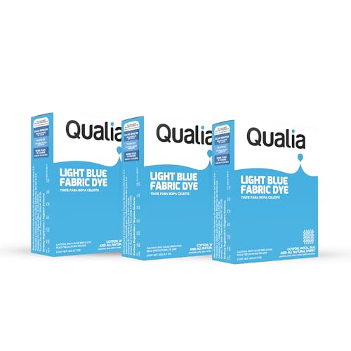 Qualia Tinte en polvo multiusos para tela, tinte fácil de usar para algodón, lana, seda, madera y lino, colores ultra concentrados, azul claro, paquete de 3