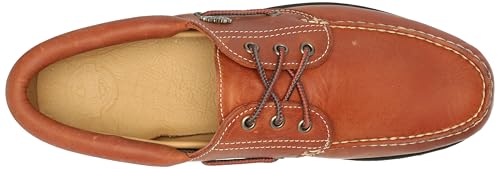 Timberland Men's Authentic 3-Eye Lug Handsewn Boat Shoe, Medium Orange Full Grain, 7.5 M US