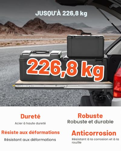 VEVOR Glissière de tiroir à extension complète 1 paire 508 mm avec verrouillage - vue 3