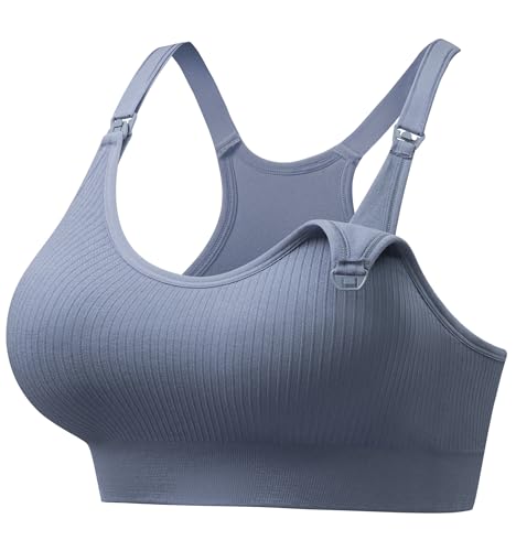 Image of Angelhood Nursing Bras for Breastfeeding, Criss-Cross Back Nursing Sports Bra, Low Impac Support Yoga Maternity Bras