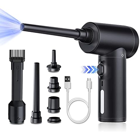 TOPHONIEX Compressed Air Duster, 50000RPM Electric Air Duster, Keyboard Cleaner for Office with LED Light, Powerful Rechargeable 6000mAh Air Blower Replace Canned air dusters Cover