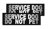 Dogline Service Dog Do Not Pet Vest Patches – Removable Service Dog Do Not Pet Patch 2-Pack with Reflective Printed Letters for Support Therapy Dog Vest Harness Collar or Leash Size A (1