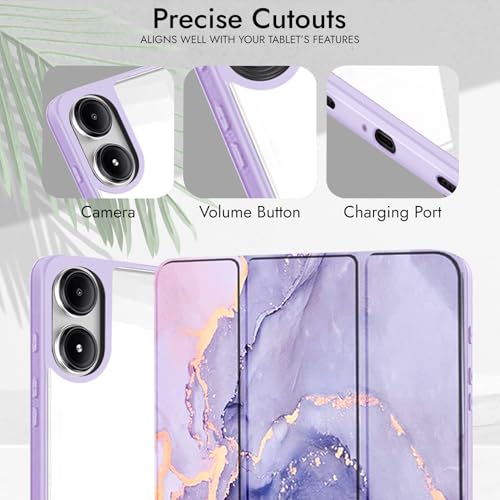Image of Robustrion Cover for Redmi Pad 2 Pro 12.1 inch Cover Case with [Pencil Holder], Hybrid Cover Case for Redmi Pad 2 Pro Tablet Cover with Transparent Back [Auto Sleep Wake Support] - Marble Lilac